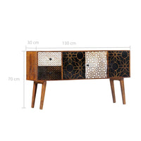 Sideboard with Printed Pattern 130x30x70 cm Solid Mango Wood Kings Warehouse 