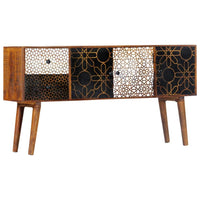 Sideboard with Printed Pattern 130x30x70 cm Solid Mango Wood Kings Warehouse 