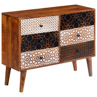 Sideboard with Printed Pattern 90x30x70 cm Solid Mango Wood Kings Warehouse 