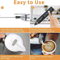 Silver Rechargeable Electric Milk Frother Handheld (3 Speeds) Appliances Supplies Kings Warehouse 
