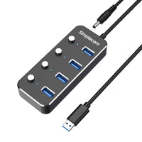 Simplecom CH345PS Aluminium 4-Port USB 3.0 Hub with Individual Switches and Power Adapter Kings Warehouse 