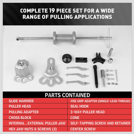 Slide Hammer Tool Kit Dent Puller Wrench Adapter Axle Bearing Hub Auto Repair Kings Warehouse 