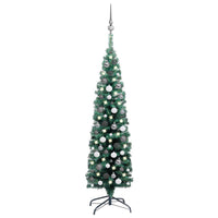 Slim Artificial Christmas Tree with LEDs&Ball Set Green 150 cm Kings Warehouse 