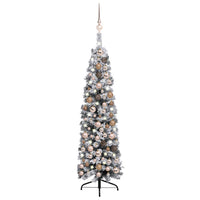 Slim Artificial Christmas Tree with LEDs&Ball Set Green 150 cm Kings Warehouse 