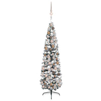 Slim Artificial Christmas Tree with LEDs&Ball Set Green 180 cm Kings Warehouse 