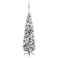 Slim Artificial Christmas Tree with LEDs&Ball Set Green 180 cm