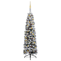Slim Artificial Christmas Tree with LEDs&Ball Set Green 180 cm Kings Warehouse 