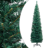 Slim Artificial Christmas Tree with LEDs&Stand Green 210cm PVC Kings Warehouse 