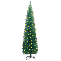 Slim Artificial Christmas Tree with LEDs&Stand Green 210cm PVC