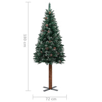 Slim Christmas Tree with Real Wood and White Snow Green 180 cm Kings Warehouse 