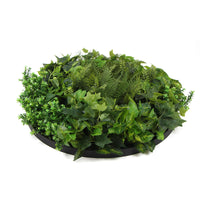 Slimline Artificial Green Wall Disc Art 80cm Mixed Green Fern & Ivy (Modern Black) Kings Warehouse 