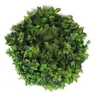 Slimline Artificial Green Wall Disc Art 80cm Mixed Green Fern & Ivy (White) Kings Warehouse 