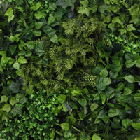 Slimline Artificial Green Wall Disc Art 80cm Mixed Green Fern & Ivy (White) Kings Warehouse 