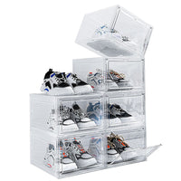 Sneaker Display Case Shoe Storage Organizer Box Stackable Plastic Clear Magnetic KingsWarehouse 