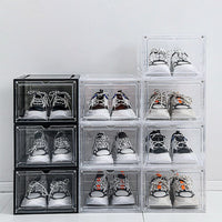 Sneaker Display Case Shoe Storage Organizer Box Stackable Plastic Clear Magnetic KingsWarehouse 