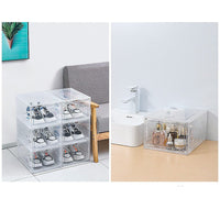 Sneaker Display Case Shoe Storage Organizer Box Stackable Plastic Clear Magnetic KingsWarehouse 