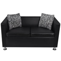 Sofa 2-Seater Artificial Leather Black Kings Warehouse 