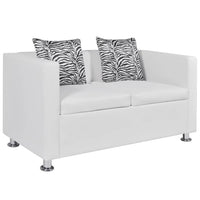 Sofa 2-Seater Artificial Leather White Kings Warehouse 