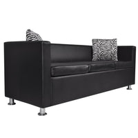 Sofa 3-Seater Artificial Leather Black Kings Warehouse 