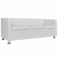 Sofa 3-Seater Artificial Leather White Kings Warehouse 