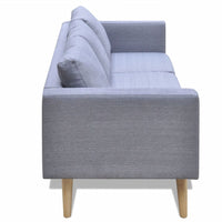 Sofa 3-Seater Fabric Light Grey Kings Warehouse 
