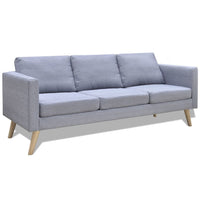 Sofa 3-Seater Fabric Light Grey Kings Warehouse 