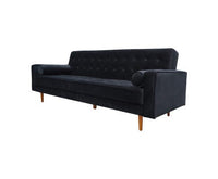 Sofa Bed 3 Seater Button Tufted Lounge Set for Living Room Couch in Velvet Black Colour sofas Kings Warehouse 