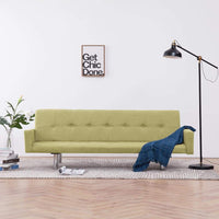 Sofa Bed with Armrest Green Polyester