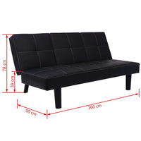 Sofa Bed with Drop-Down Table Artificial Leather Black Kings Warehouse 