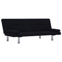 Sofa Bed with Two Pillows Black Polyester Kings Warehouse 