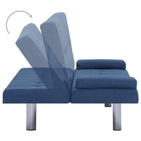 Sofa Bed with Two Pillows Blue Polyester Kings Warehouse 
