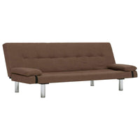 Sofa Bed with Two Pillows Brown Polyester Kings Warehouse 