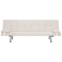 Sofa Bed with Two Pillows Cream Polyester Kings Warehouse 