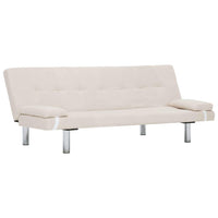 Sofa Bed with Two Pillows Cream Polyester Kings Warehouse 
