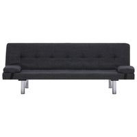 Sofa Bed with Two Pillows Dark Grey Polyester Kings Warehouse 