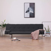 Sofa Bed with Two Pillows Dark Grey Polyester Kings Warehouse 