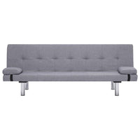 Sofa Bed with Two Pillows Light Grey Polyester Kings Warehouse 