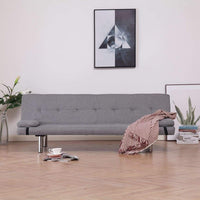 Sofa Bed with Two Pillows Light Grey Polyester Kings Warehouse 