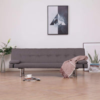 Sofa Bed with Two Pillows Taupe Polyester Kings Warehouse 