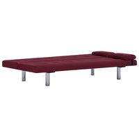 Sofa Bed with Two Pillows Wine Red Polyester Kings Warehouse 