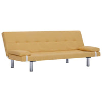 Sofa Bed with Two Pillows Yellow Polyester Kings Warehouse 