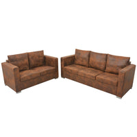 Sofa Set 2 Pieces Artificial Suede Leather Kings Warehouse 