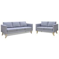 Sofa Set 2-Seater and 3-Seater Fabric Light Grey Kings Warehouse 