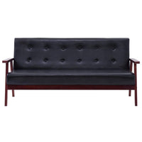 Sofa Set 3 Piece Black Faux Leather Kings Warehouse 