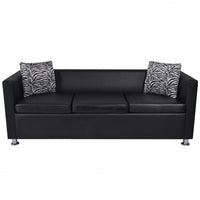 Sofa Set Artificial Leather 3-Seater 2-Seater Armchair Black Kings Warehouse 