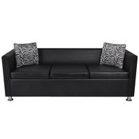 Sofa Set Artificial Leather 3-Seater and 2-Seater Black Kings Warehouse 