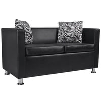 Sofa Set Artificial Leather 3-Seater and 2-Seater Black Kings Warehouse 