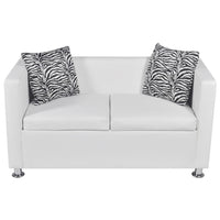 Sofa Set Artificial Leather 3-Seater and 2-Seater White Kings Warehouse 