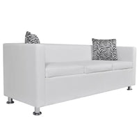 Sofa Set Artificial Leather 3-Seater and 2-Seater White Kings Warehouse 