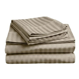 soft stripe microfibre sheet set double taupe Kings Warehouse 